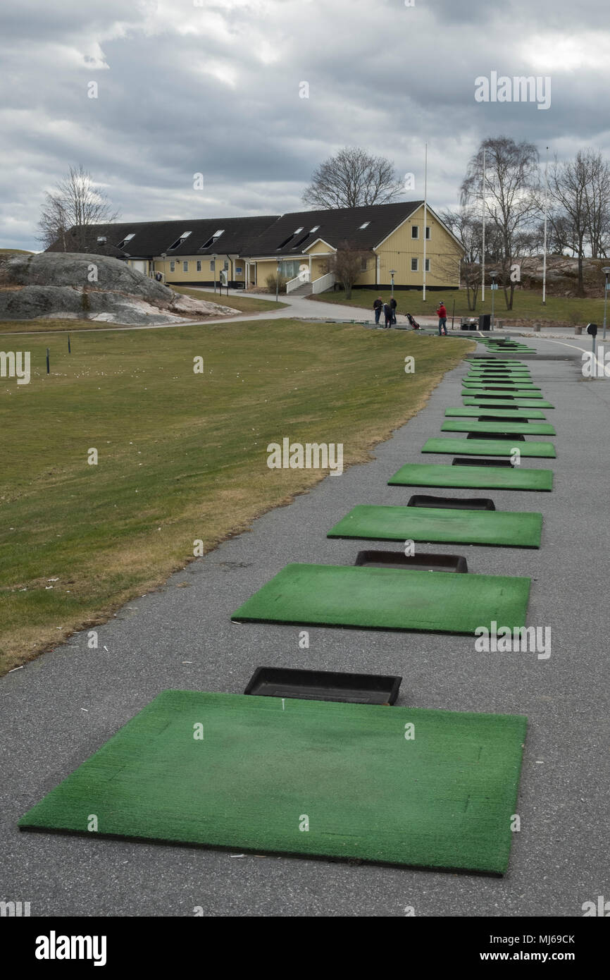 Driving range at Sollentuna Golf Club, Sollentuna, Sweden. Stock Photo