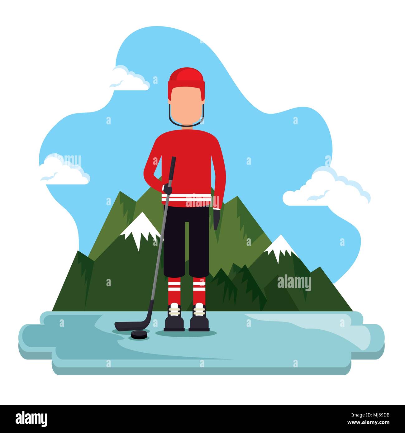 canadian hockey player scene Stock Vector