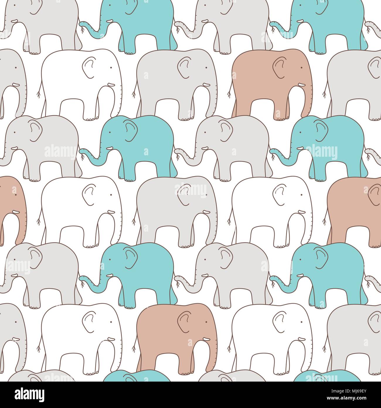 Vector illustration seamless pattern with Elephant Stock Vector Image ...