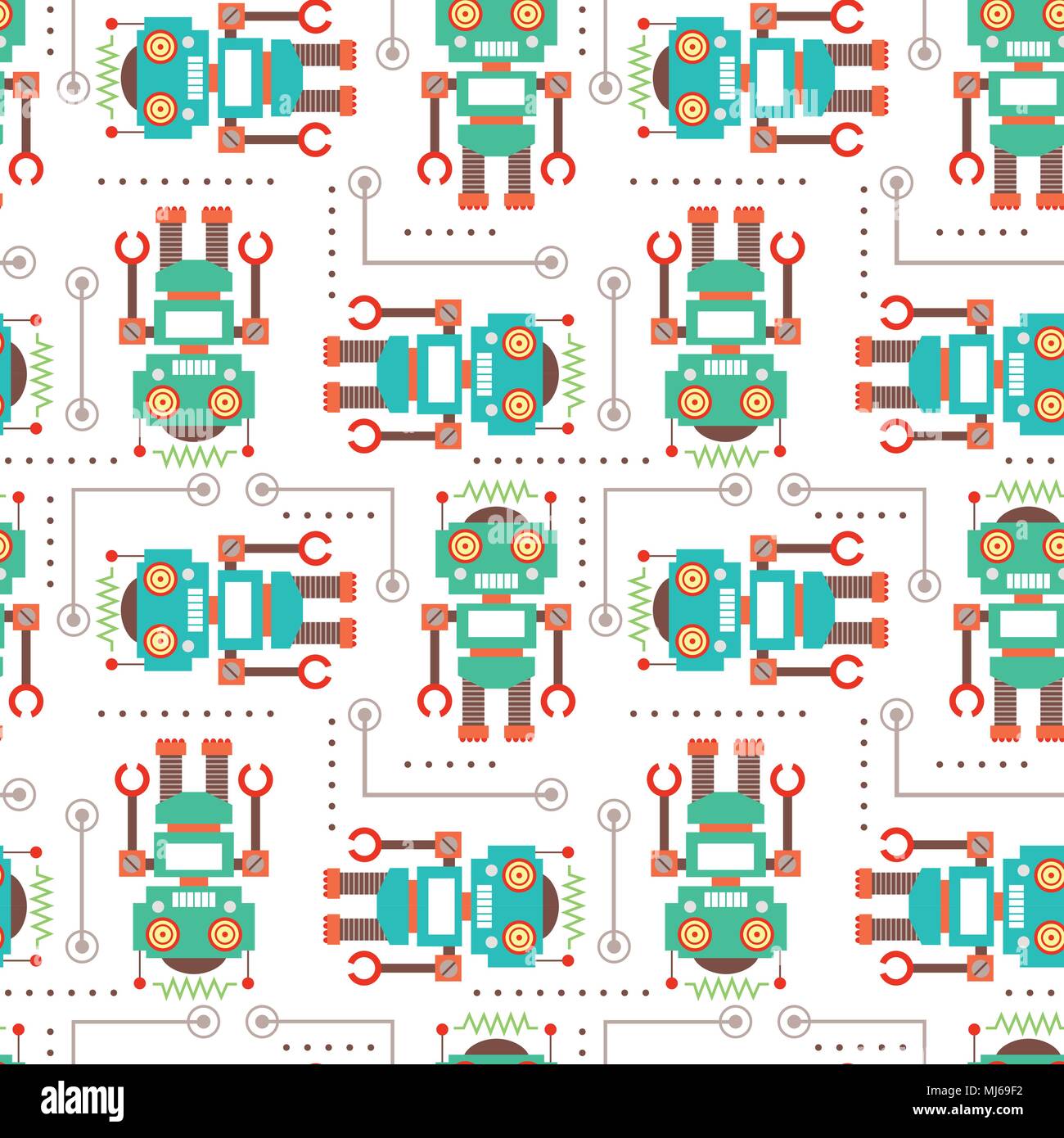 Vector illustration seamless pattern with Robot Stock Vector Image ...