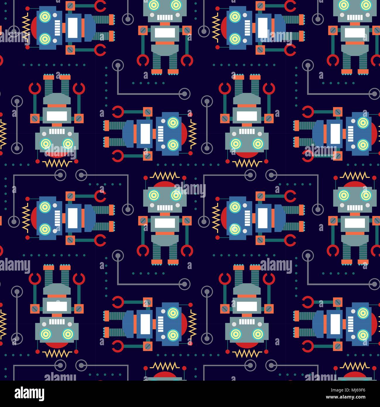 Vector illustration seamless pattern with Robot Stock Vector Image ...