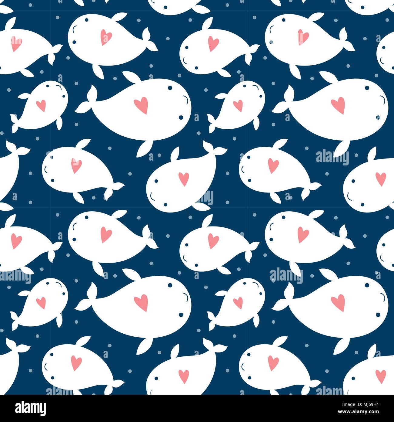 Vector illustration seamless pattern with Whale Stock Vector Image ...
