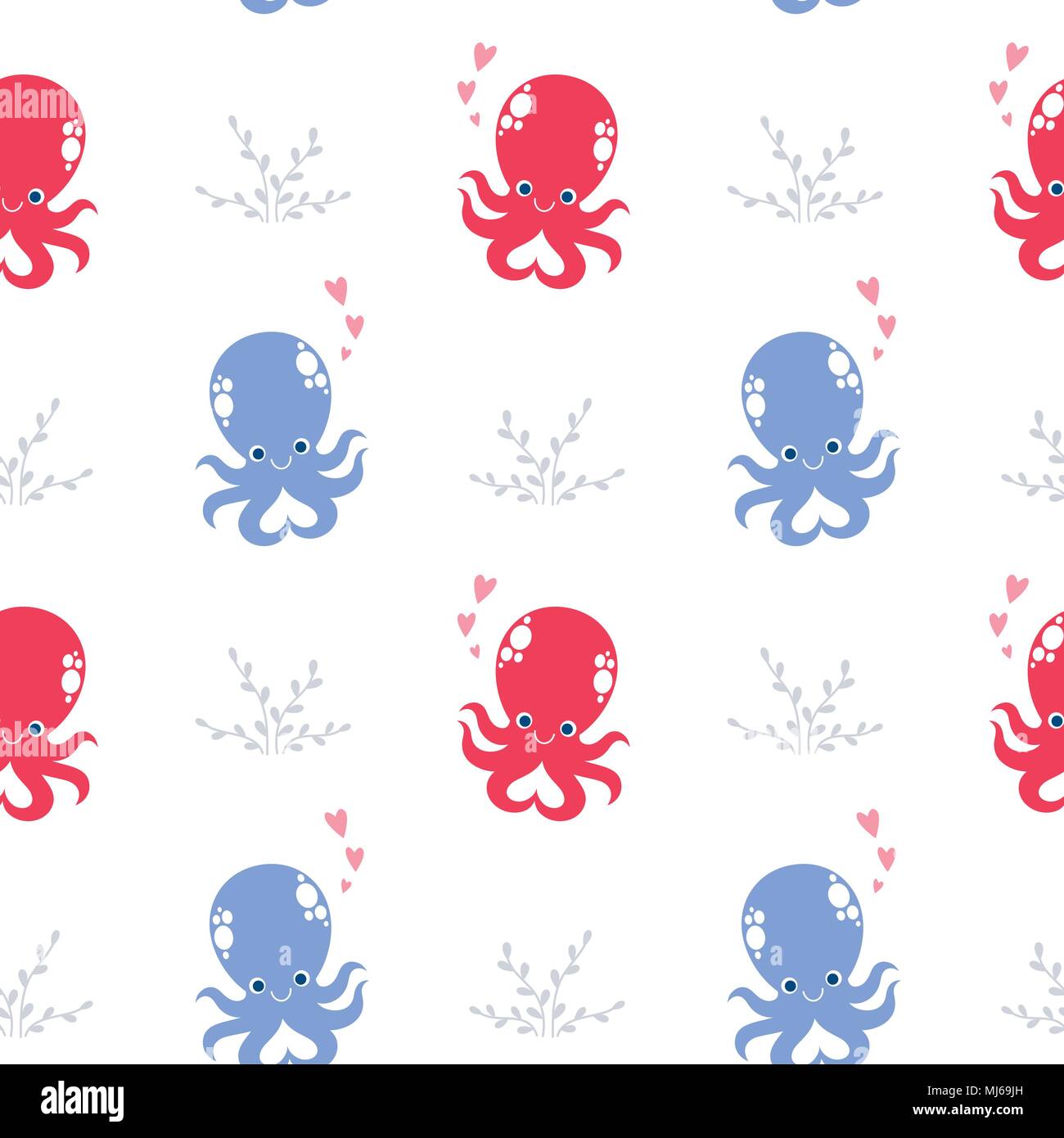 Vector illustration seamless pattern with Octopus cartoon Stock Vector ...