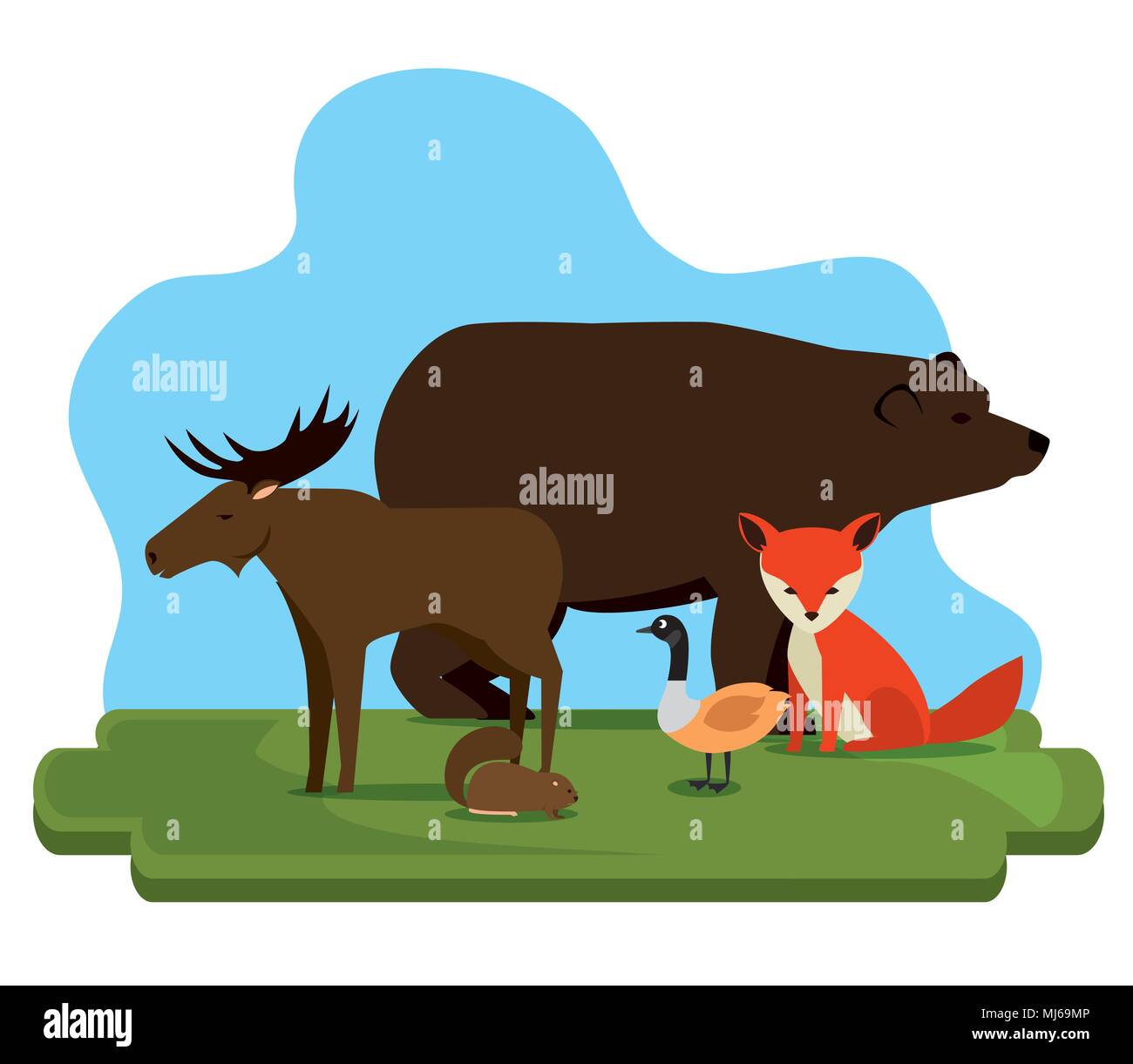 canadian culture group of animals Stock Vector