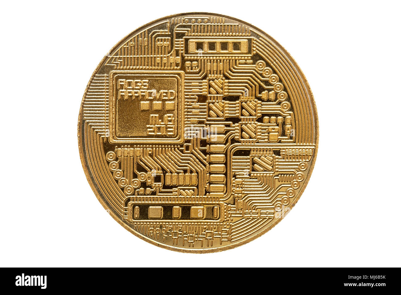 Back Side Of Physical Bitcoin Money On The White Background Stock - 