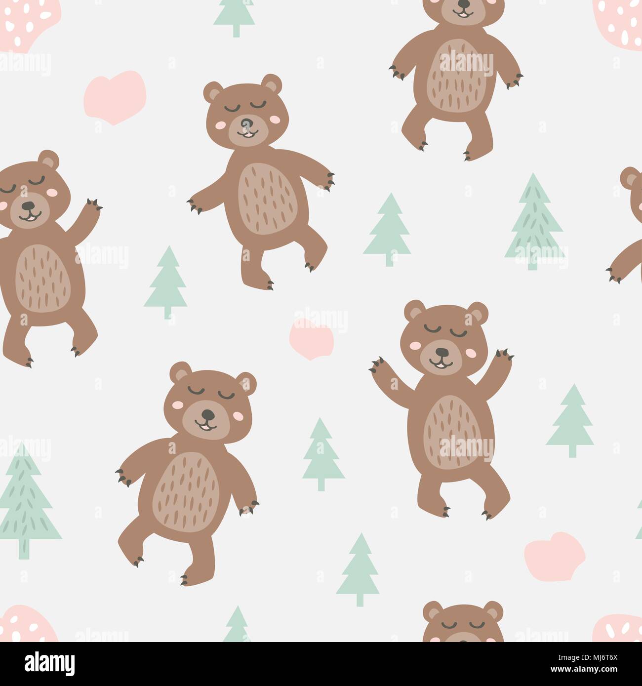 Childish seamless pattern with cute bear. Creative texture for fabric Stock Vector