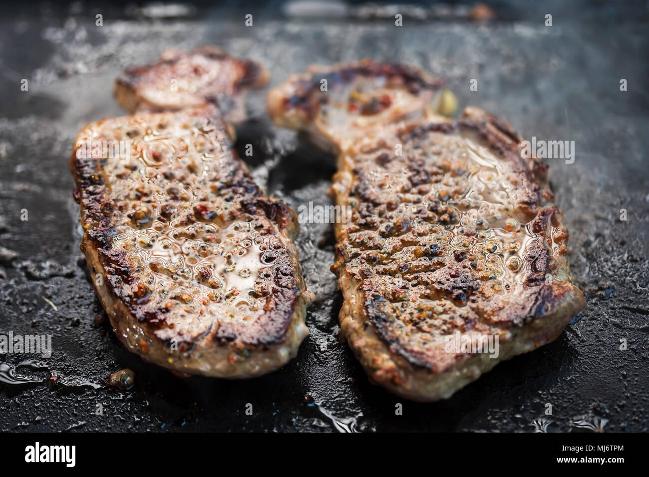 Ranch steak grilled on barbecue Stock Photo Alamy