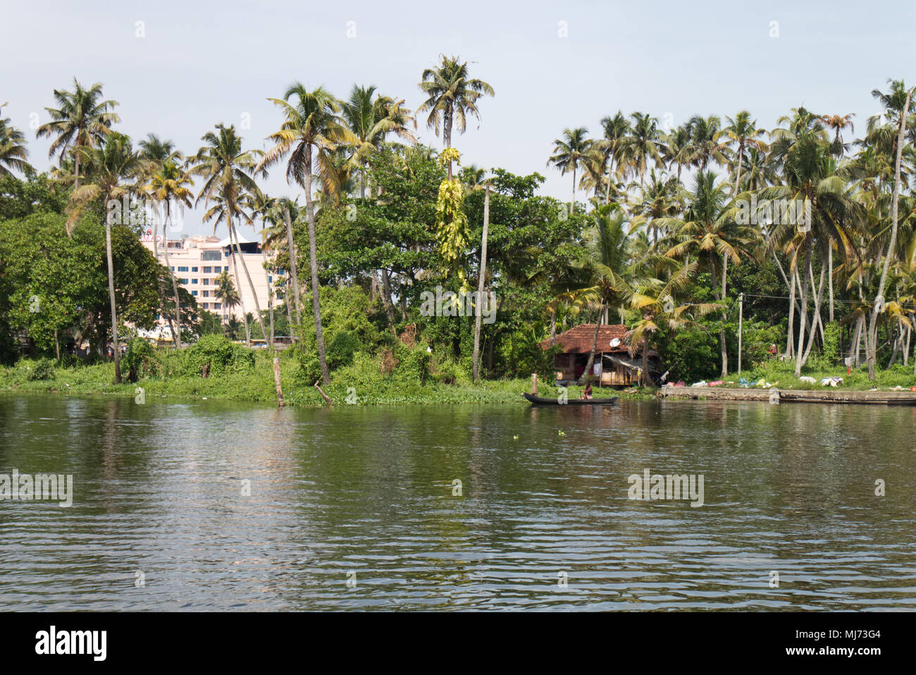 The banks of the waterways of Alappuzha in the state of Kerala, India. Stock Photo