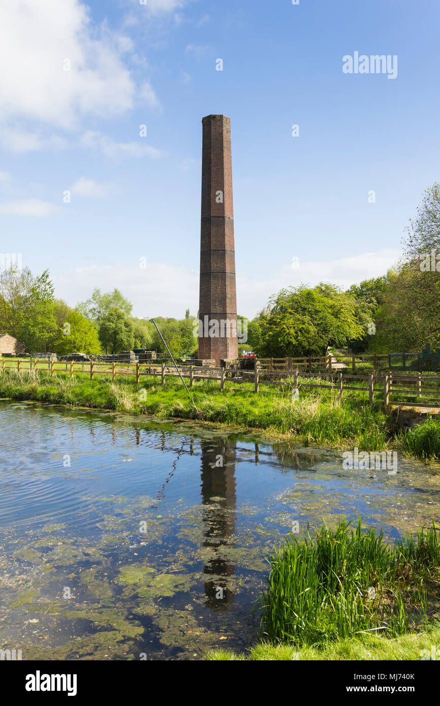 The chimney of former Burrs cotton mill which now forms part of Burrs Country Park, Bury, Greater Manchester. The mill dates from 1790. Stock Photo