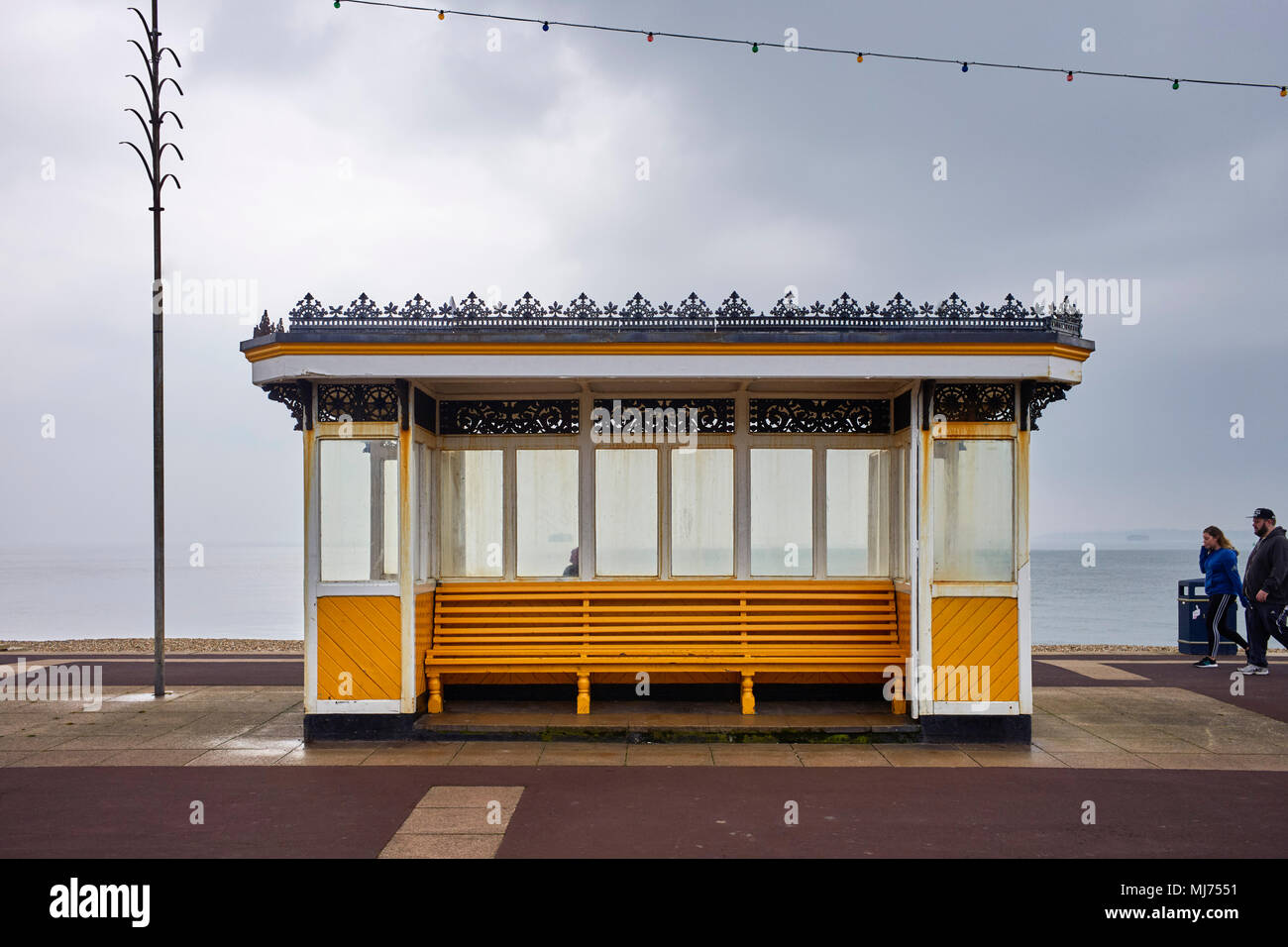 Victorian seaside shelter on the prom at Southsea in Hampshire on an overcast day Stock Photo