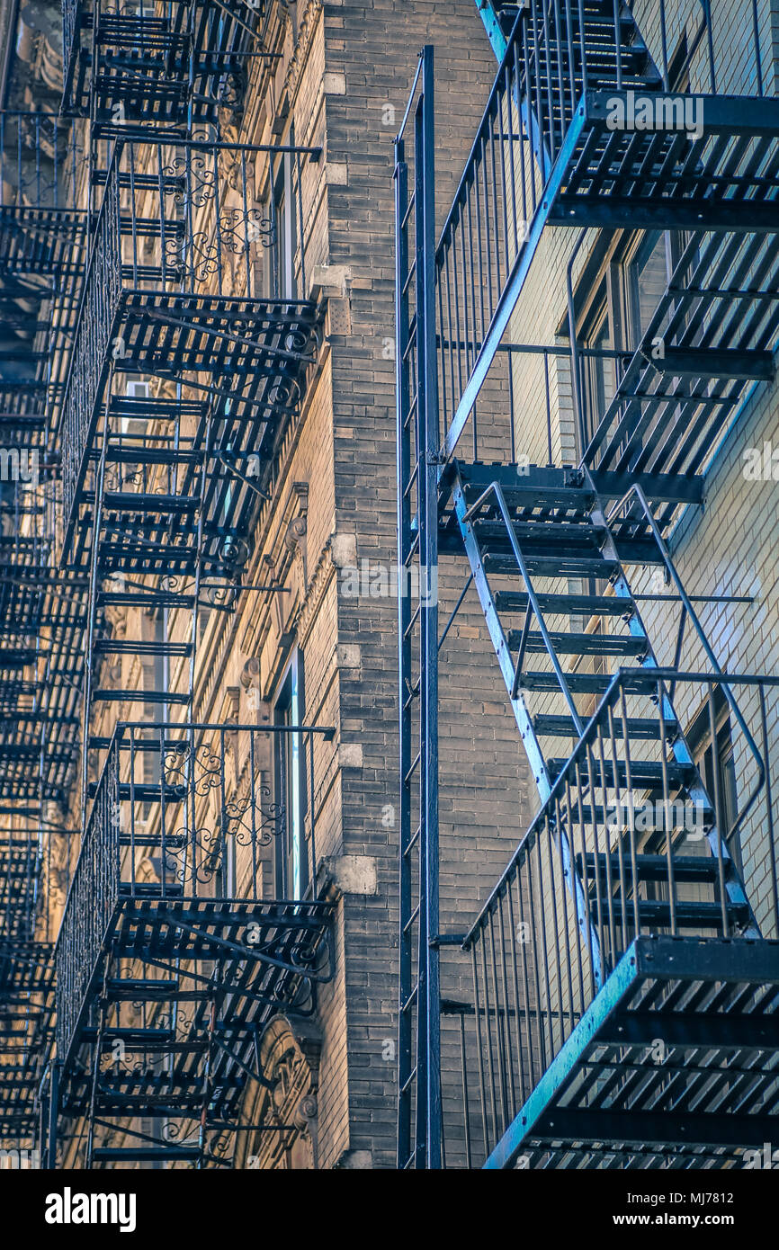 Fire escape stairs in chelsea village in manhattan New York City Stock Photo
