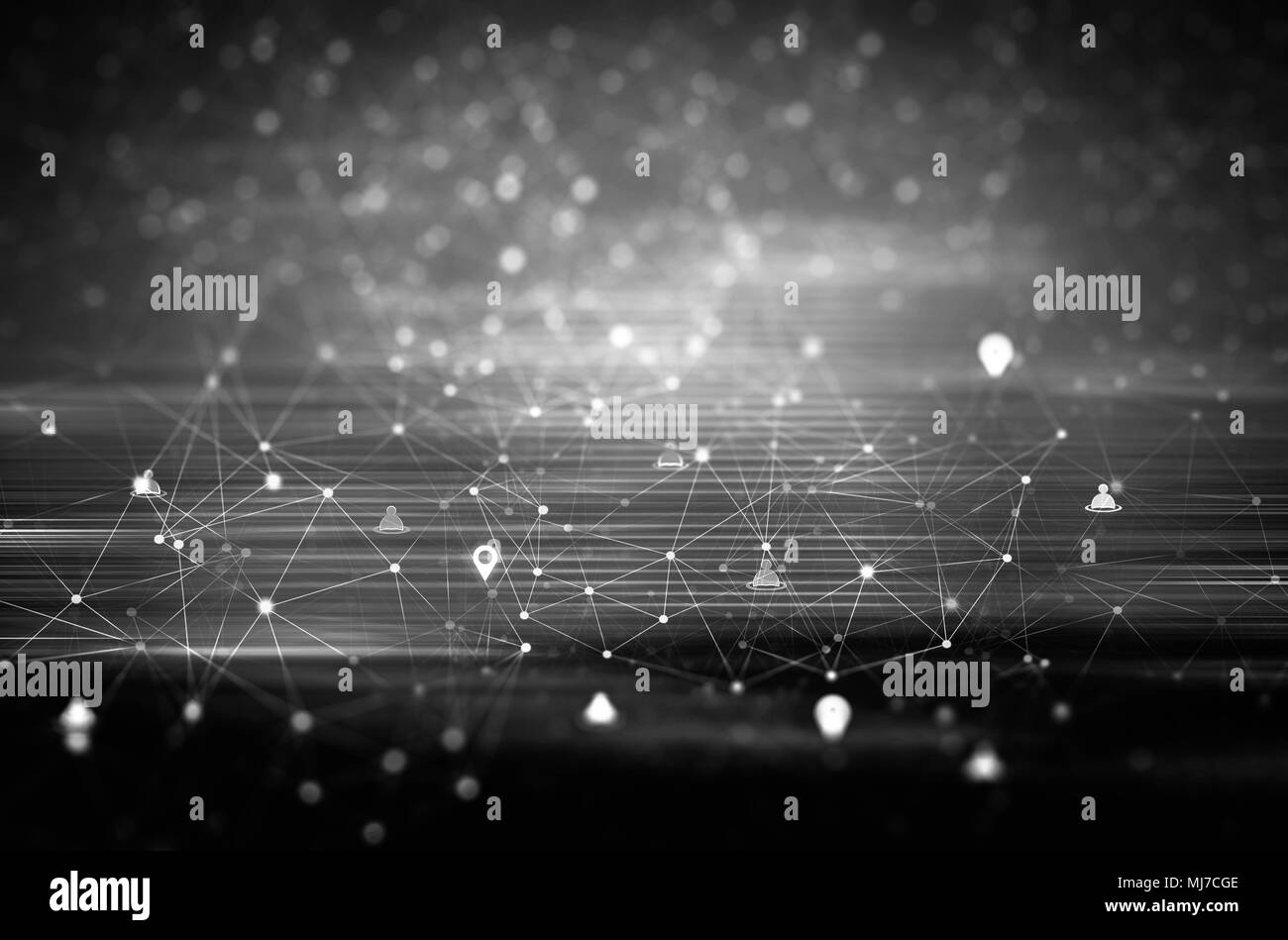 Global digital connections communication social network concept. Connection glowing dots and lines. Digital data technology background. Stock Photo