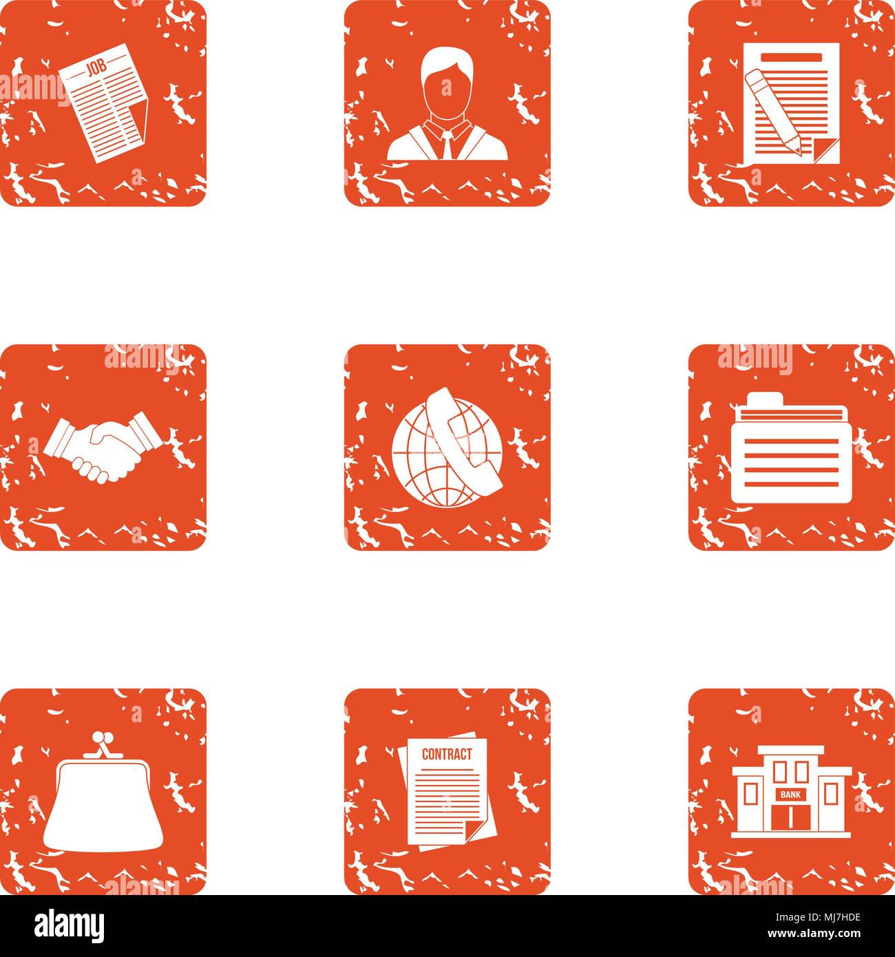 Document the law icons set, grunge style Stock Vector