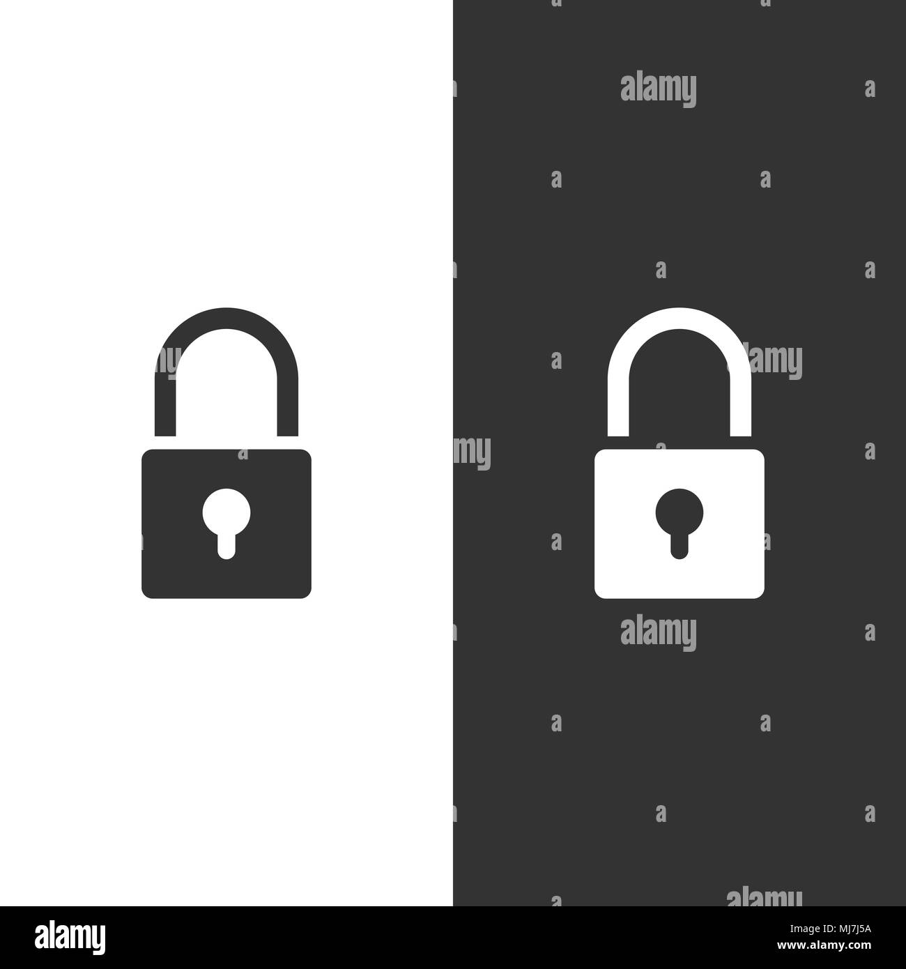 Lock icon on black and white background. Vector illustration Stock ...