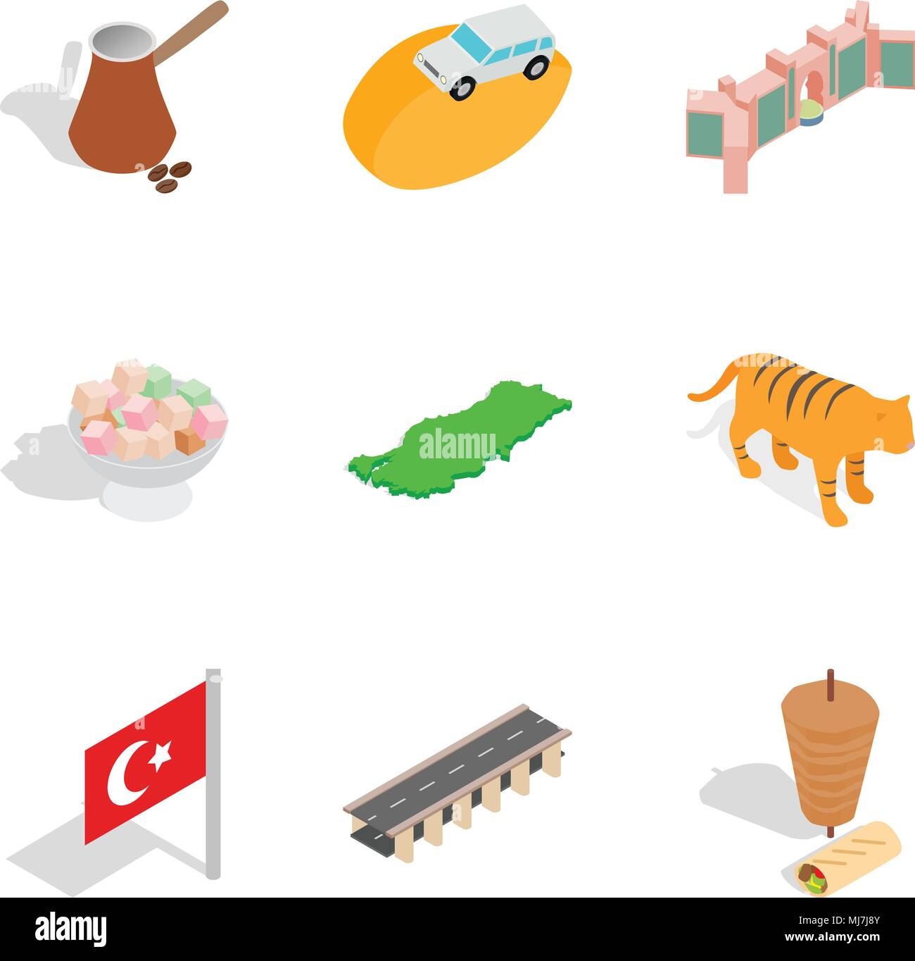 Global situation icons set, isometric style Stock Vector