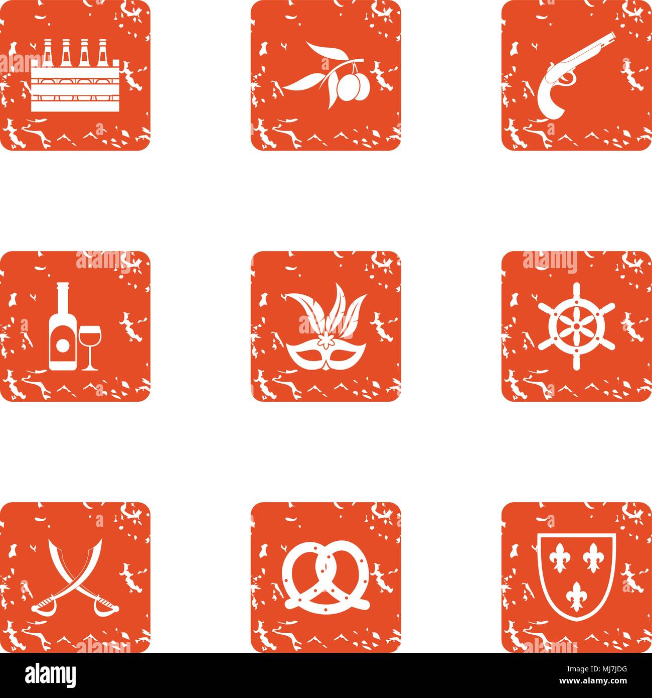 Medieval party icons set, grunge style Stock Vector Image & Art - Alamy