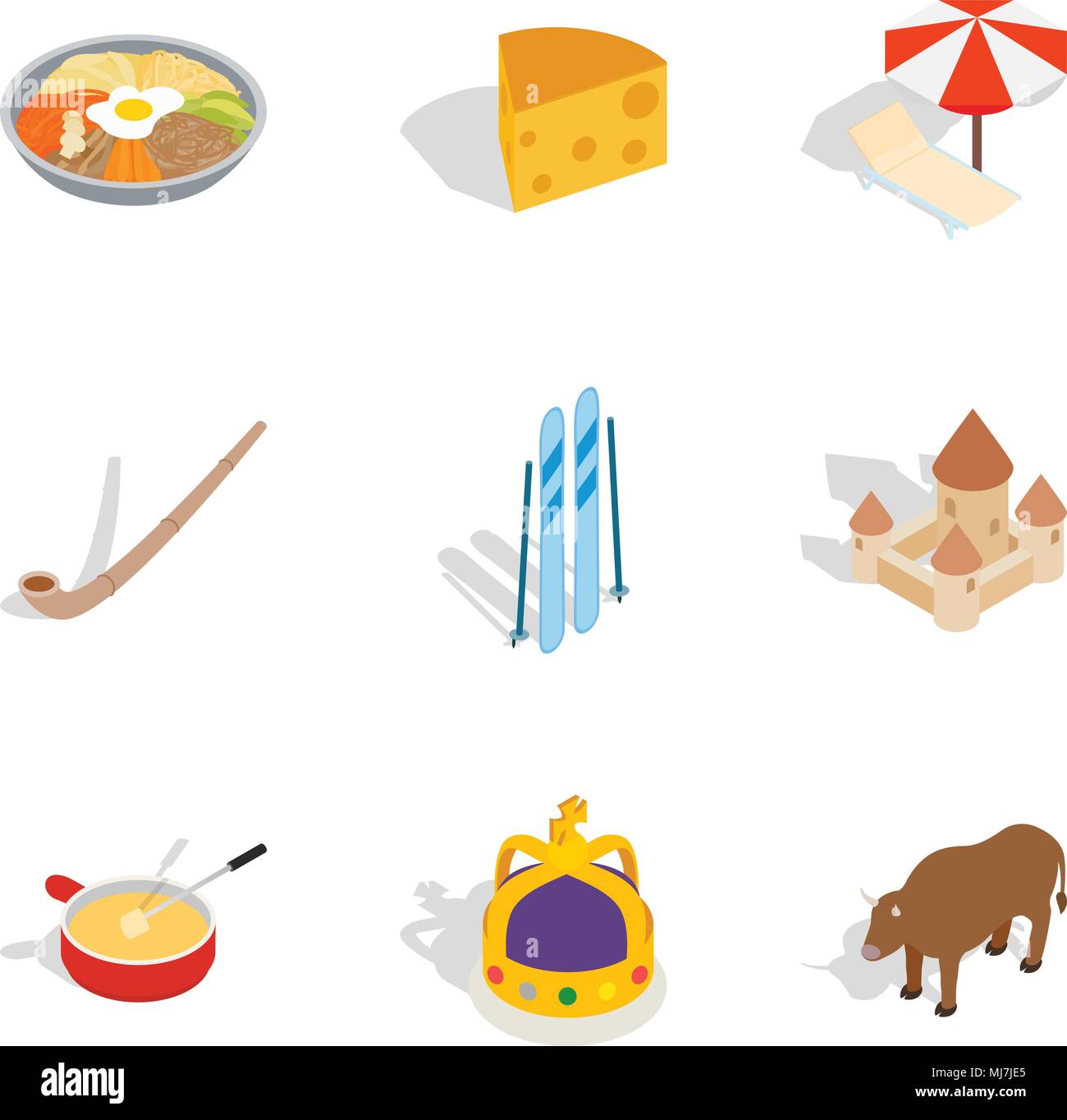 Global order icons set, isometric style Stock Vector
