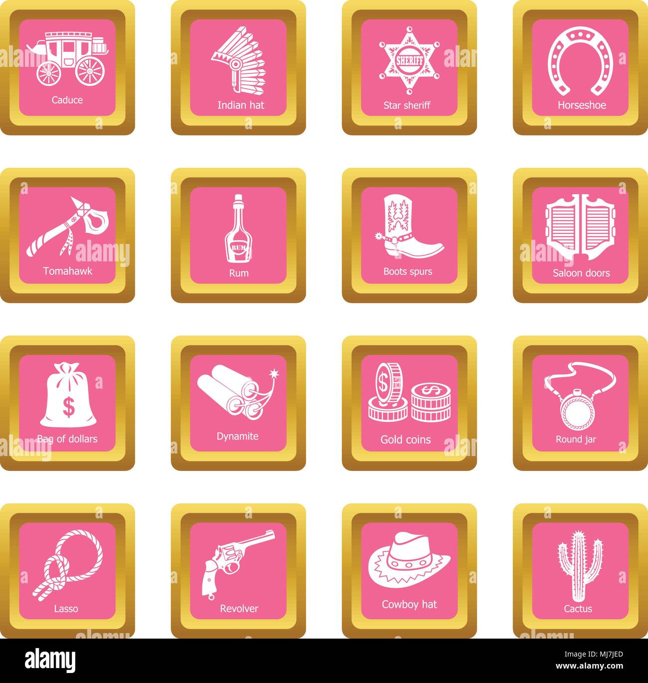Wild west icons set pink square vector Stock Vector Image & Art - Alamy