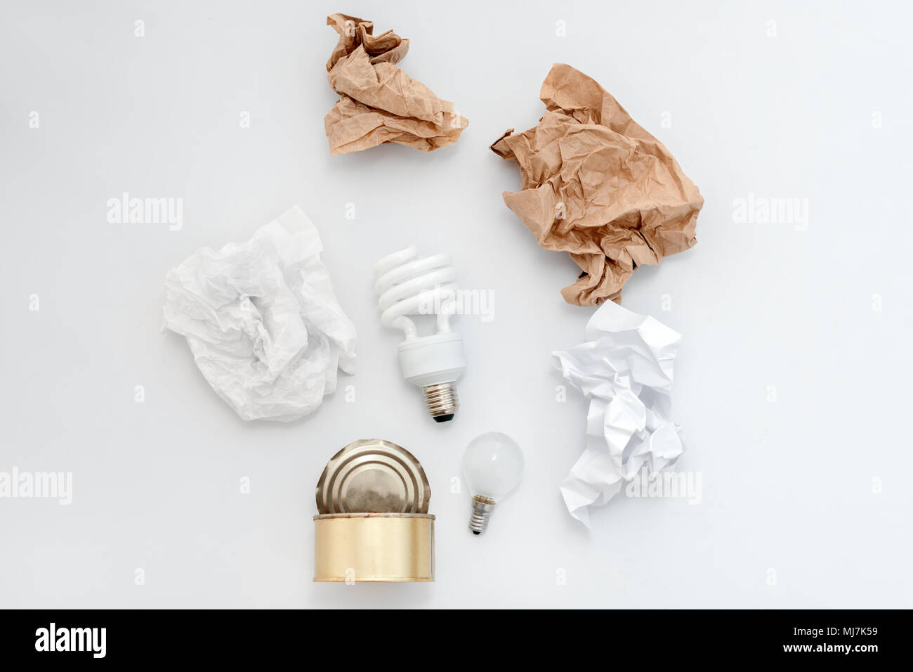 Recyclable waste, resources. Clean glass, paper, plastic and metal on ...