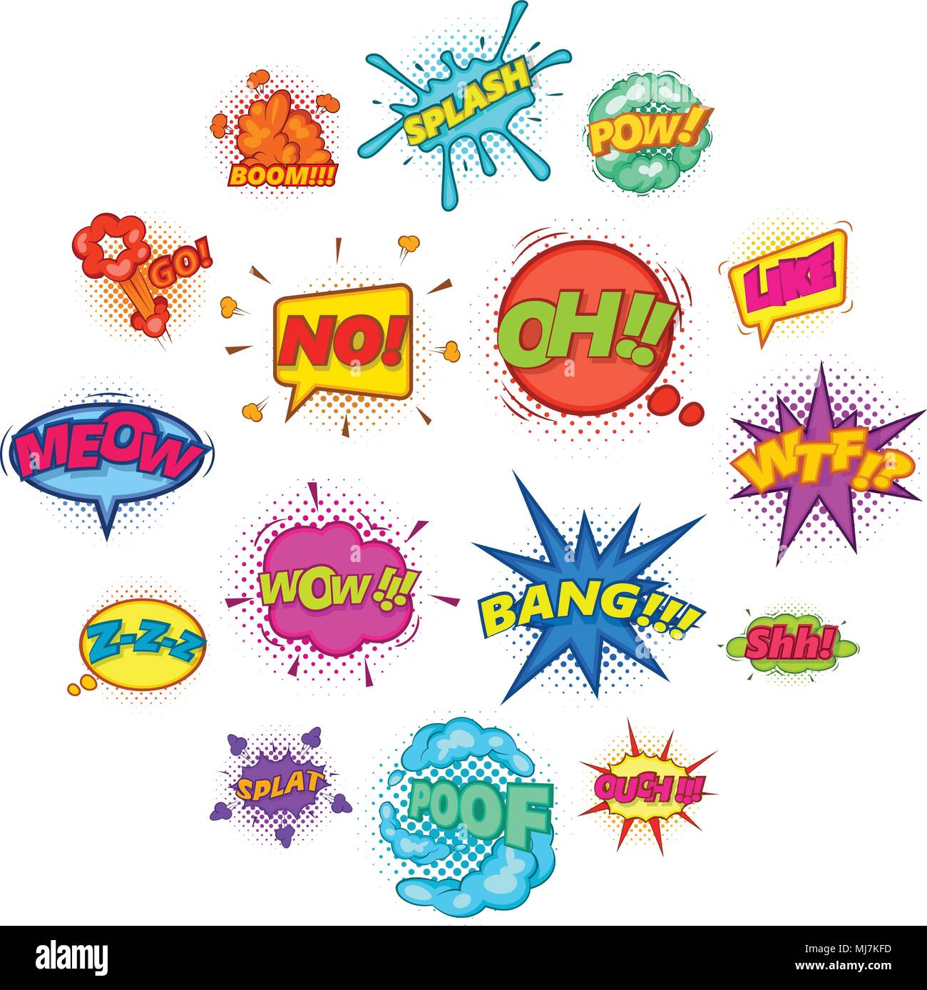 Comic sound cloud set icons set, cartoon style Stock Vector Image & Art ...