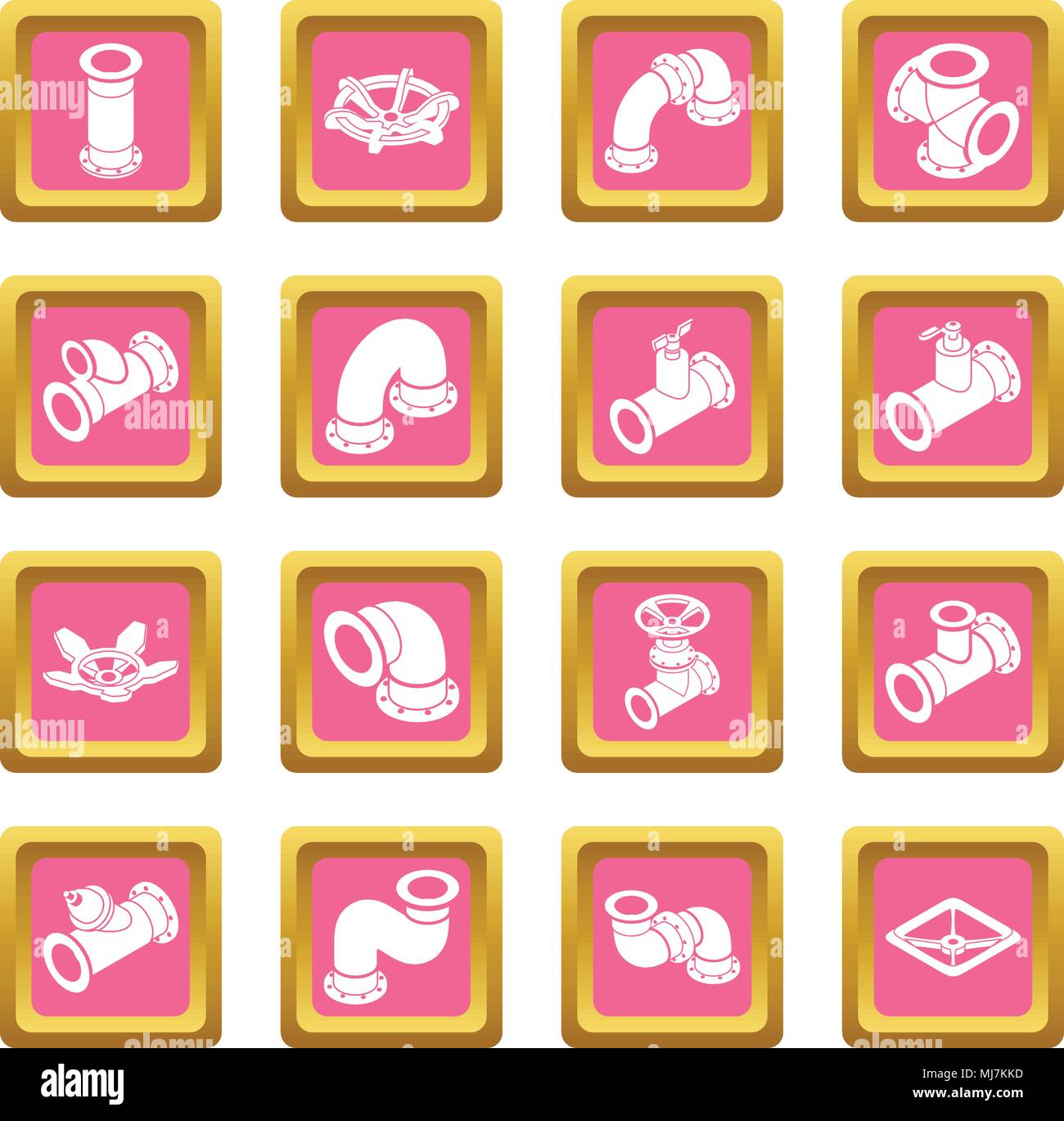 Pipeline constructor icons set pink square vector Stock Vector