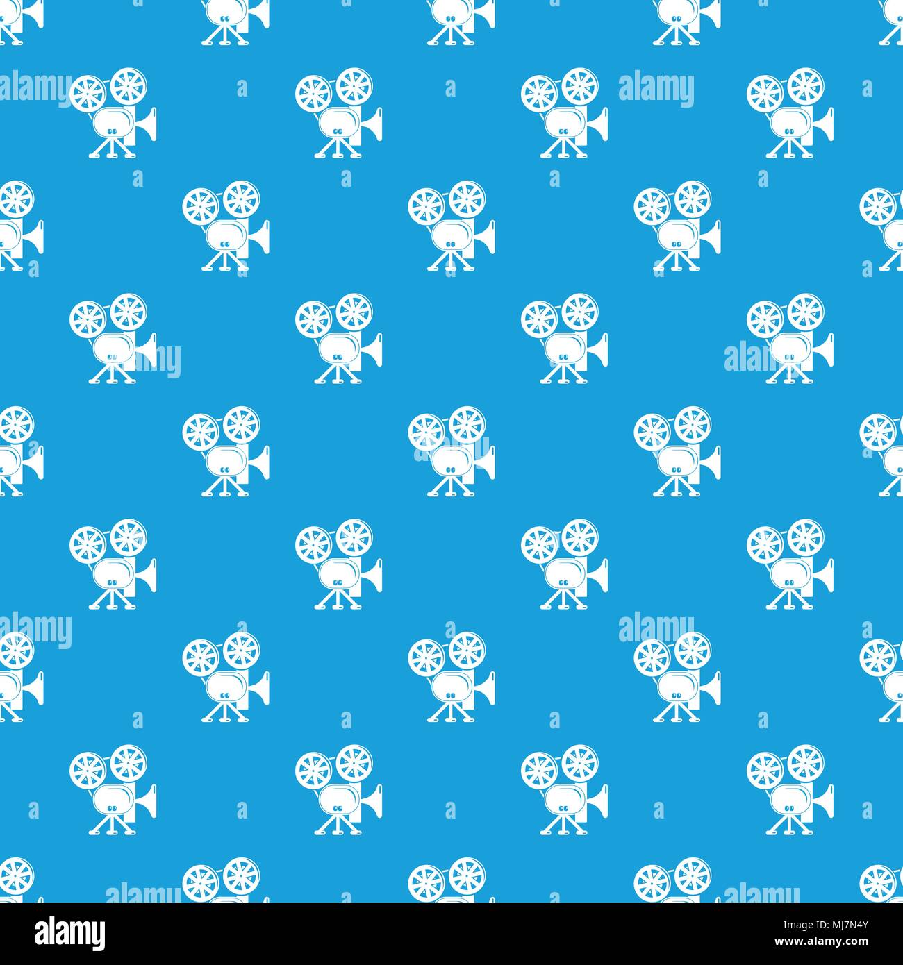 Video camera pattern vector seamless blue Stock Vector