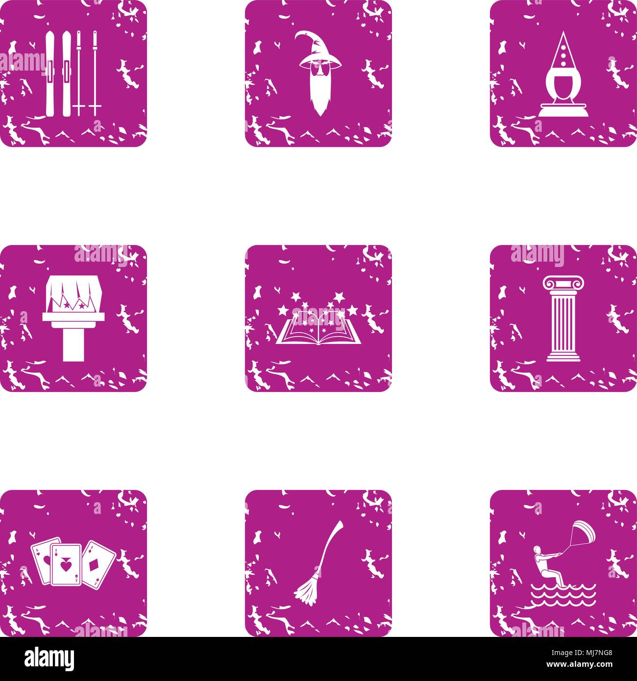 Magical journey icons set, grunge style Stock Vector Image & Art - Alamy