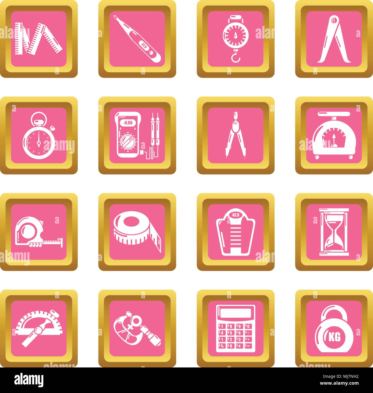 Measure precision icons set pink square vector Stock Vector Image & Art ...