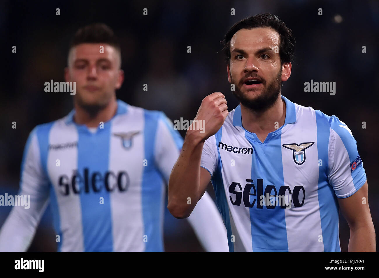 Sergej Milinkovic Savic, Marco Parolo Lazio Roma 05-04-2018 Stadio Olimpico  Football Calcio Europa League 2017/2018 Lazio - Salzburg / Lazio - Salisb  Stock Photo - Alamy