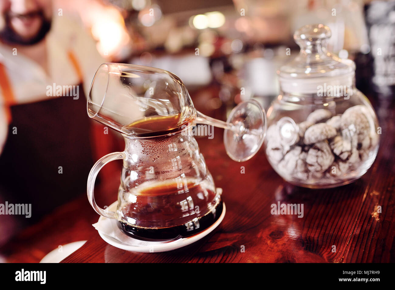 Preparing pour over coffee Stock Photo Alamy