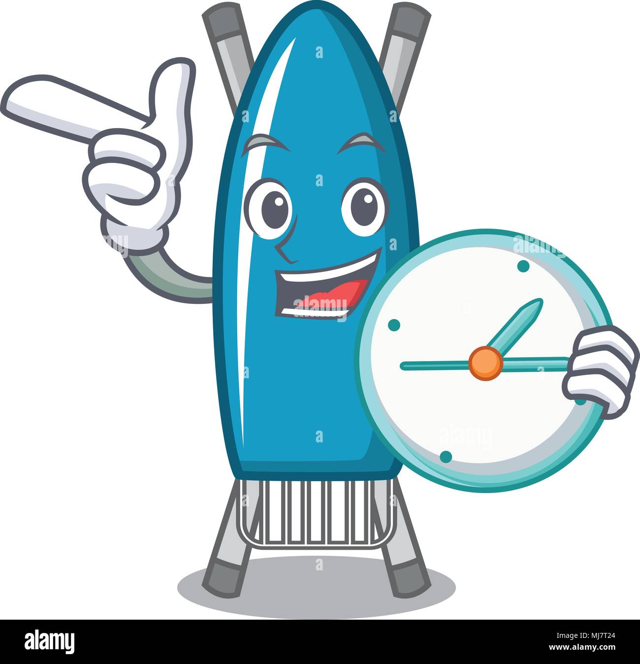 With clock iron board character cartoon Stock Vector