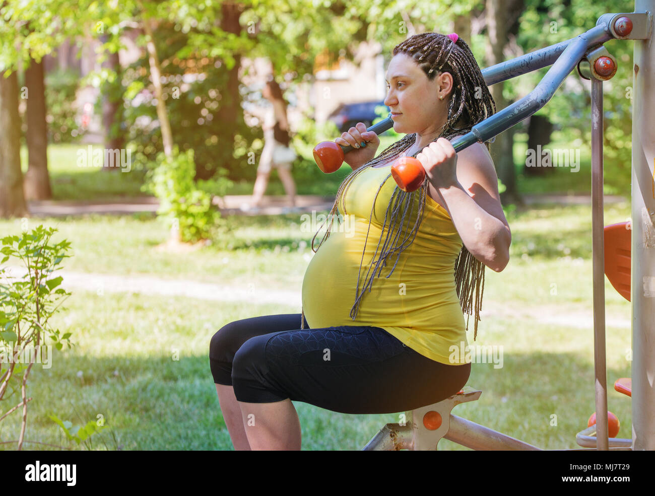 Pregnant Woman Fitness Stock Photo