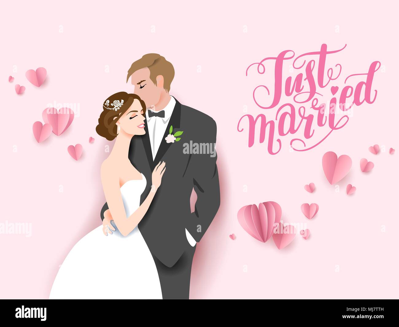 Bride and groom card Stock Vector