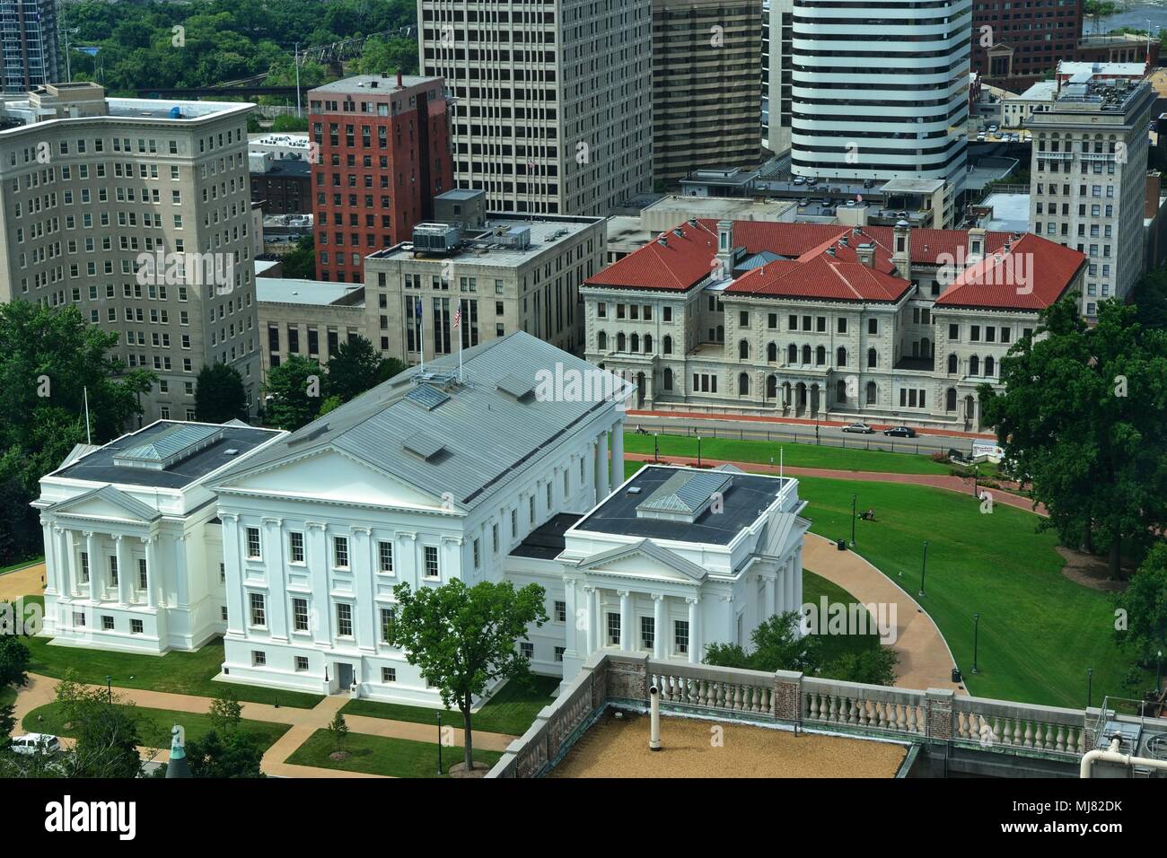 Virginia State House in foreground with U.S. Federal Courthouse behind