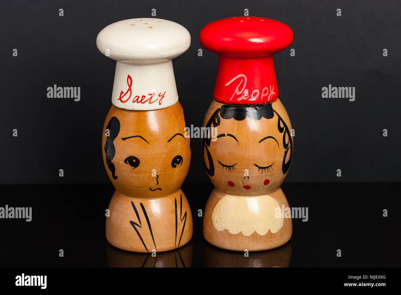 Vintage Wood Chef Couple Salt and Pepper Shakers Man Woman Rustic Made in Japan
