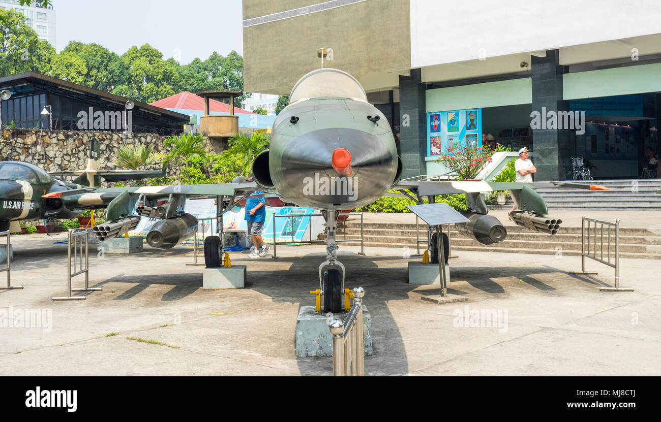 US Air Force Northrop F-5A fighter plane from the Vietnam War on display at the War Remnants Museum, Ho Chi Minh City, Vietnam. Stock Photo
