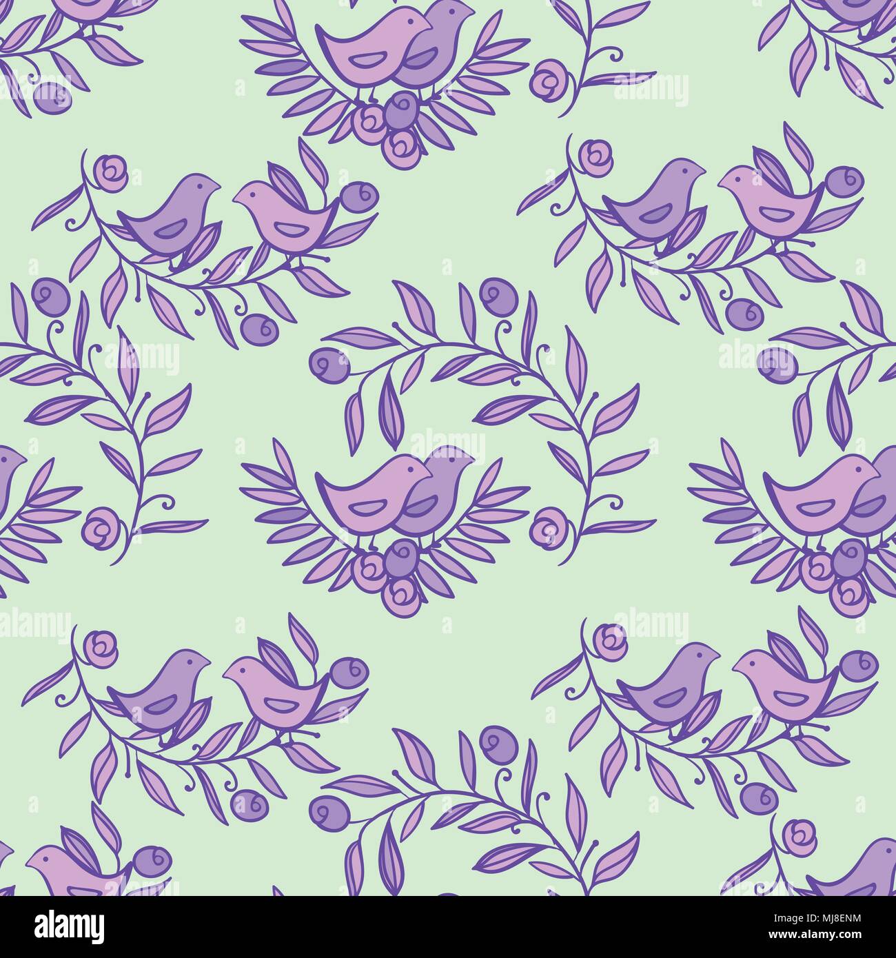 Vintage Floral Seamless Background with Birds Stock Vector Image & Art ...