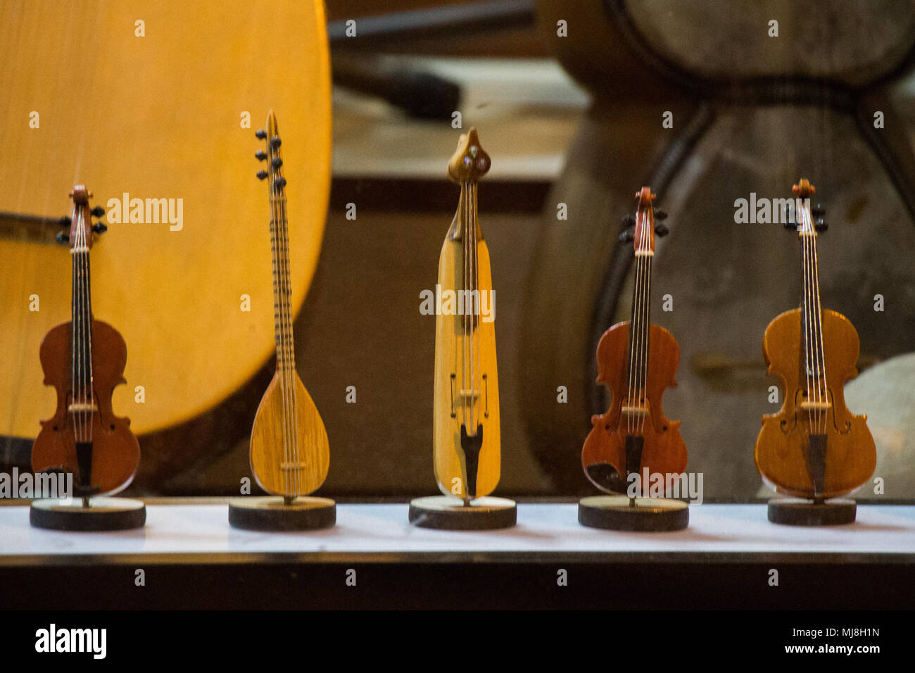 Set of models of musical instruments made of wood Stock Photo Alamy