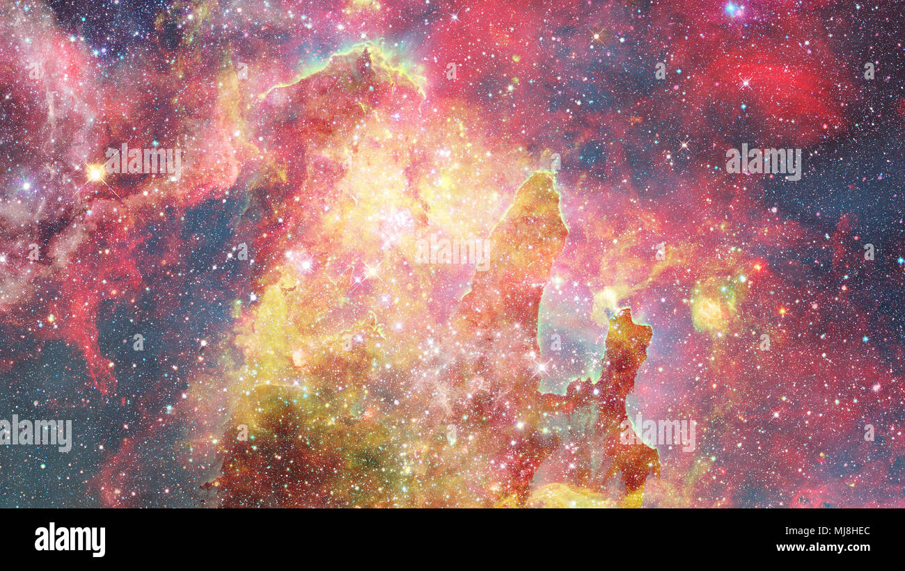 Supernova explosion with glowing nebula in the background. Elements of ...
