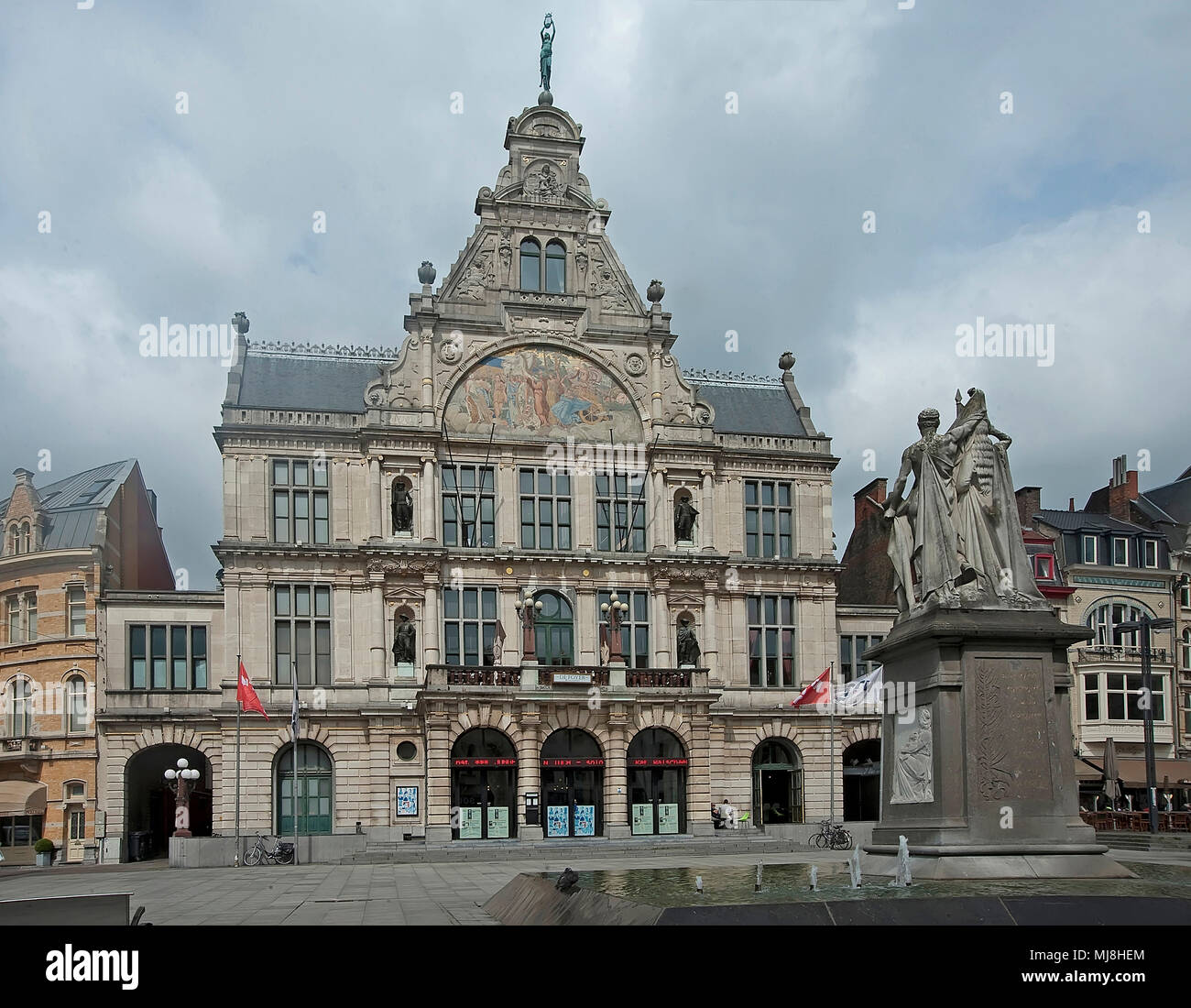 Royal Dutch Theatre located on Sint-Baafsplein Square, Ghent, Belgium     Photo © Fabio Mazzarella/Sintesi/Alamy Stock Photo Stock Photo