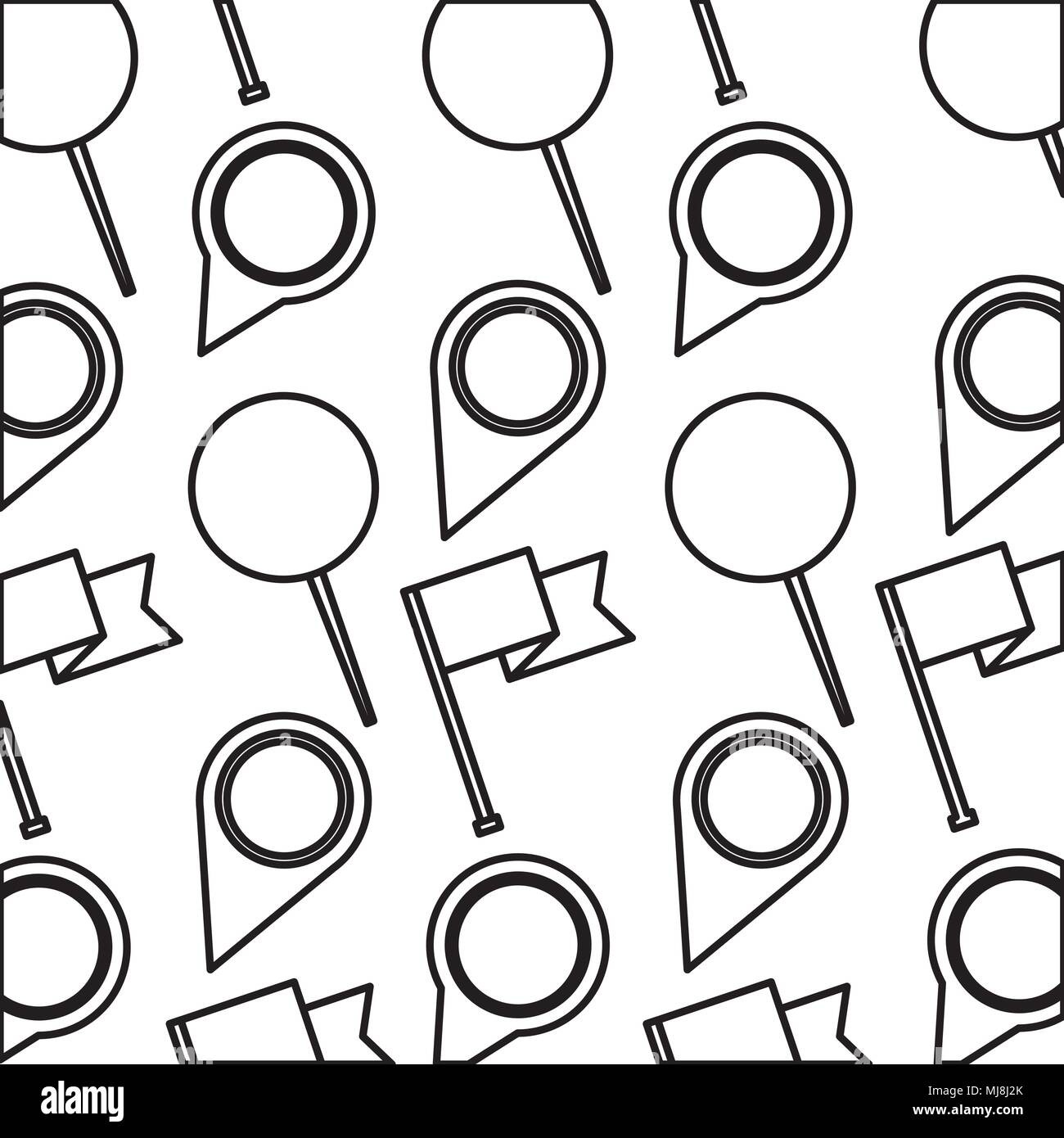 pin pointer location with flags pattern vector illustration design ...
