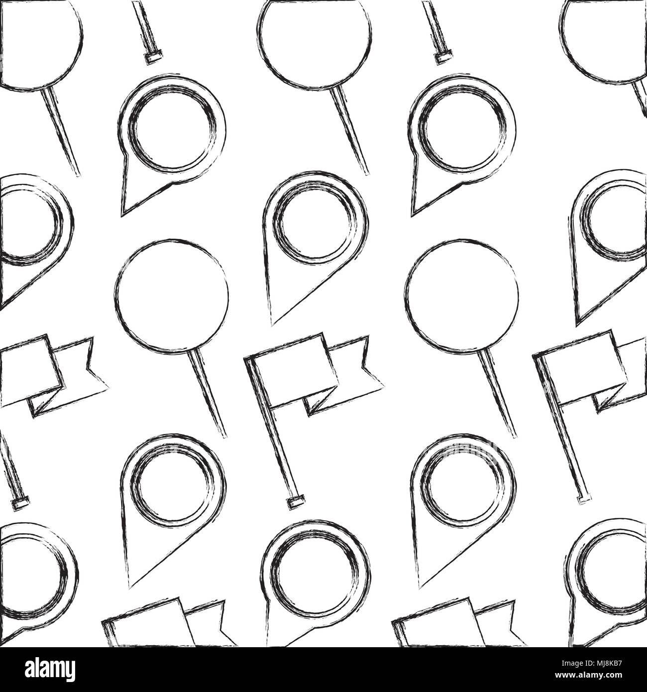 pin pointer location with flags pattern vector illustration design Stock Vector