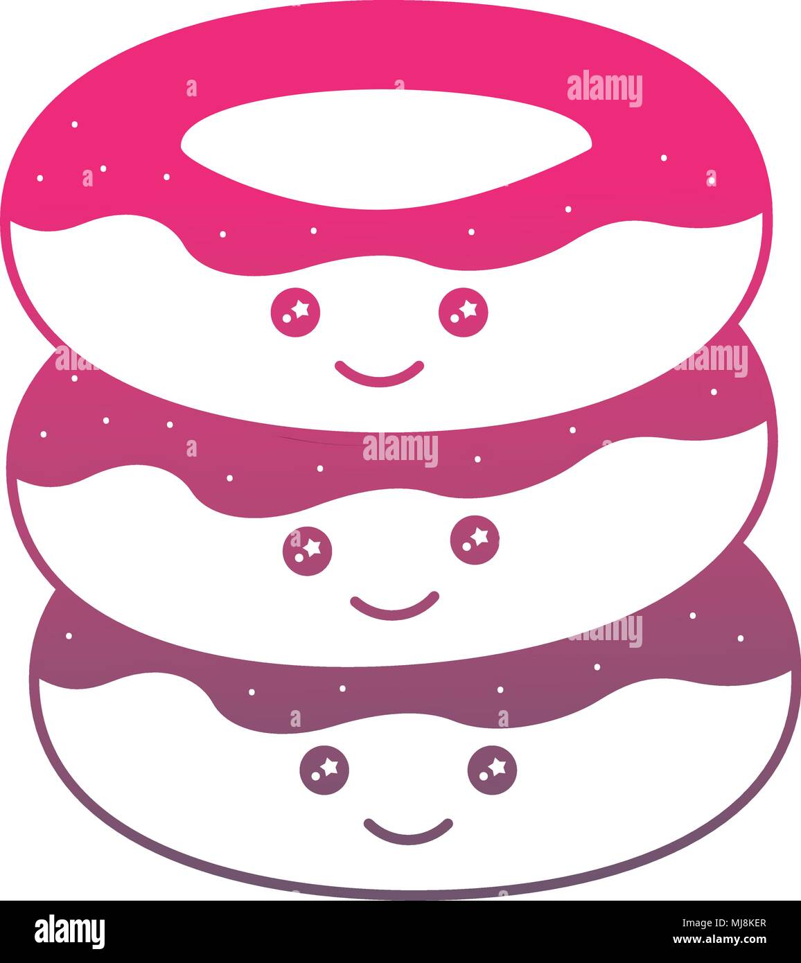 sweet dessert donuts kawaii cartoon vector illustration gradient color