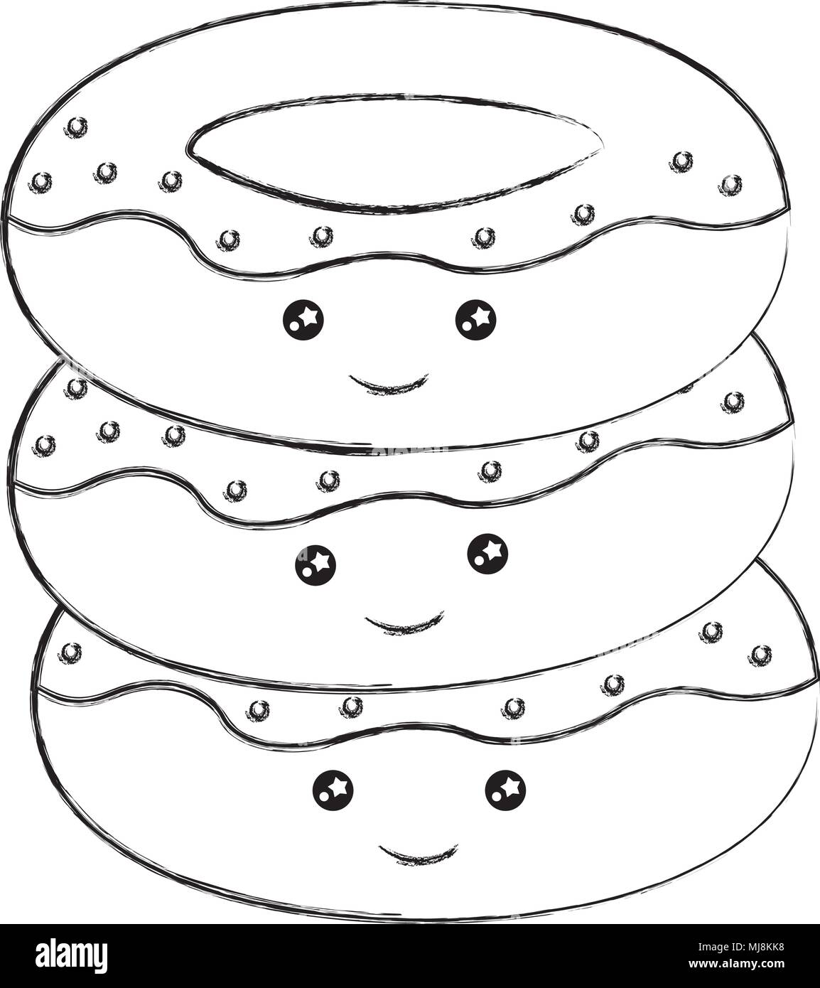 Cartoon donuts Black and White Stock Photos & Images - Alamy