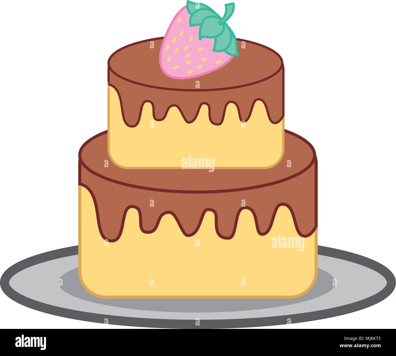 sweet cake strawberry chocolate dessert vector illustration Stock ...