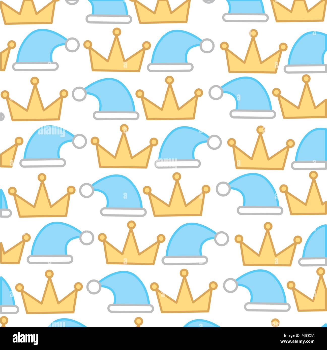 crown and hat decoration pattern background vector illustration Stock