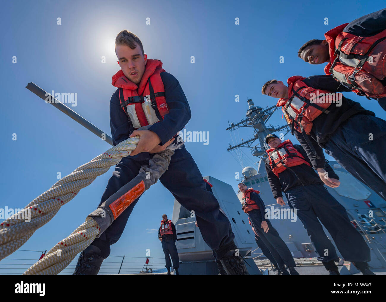 180419-N-UB406-0038 ATLANTIC OCEAN (April 19, 2018) Fireman Kevin ...