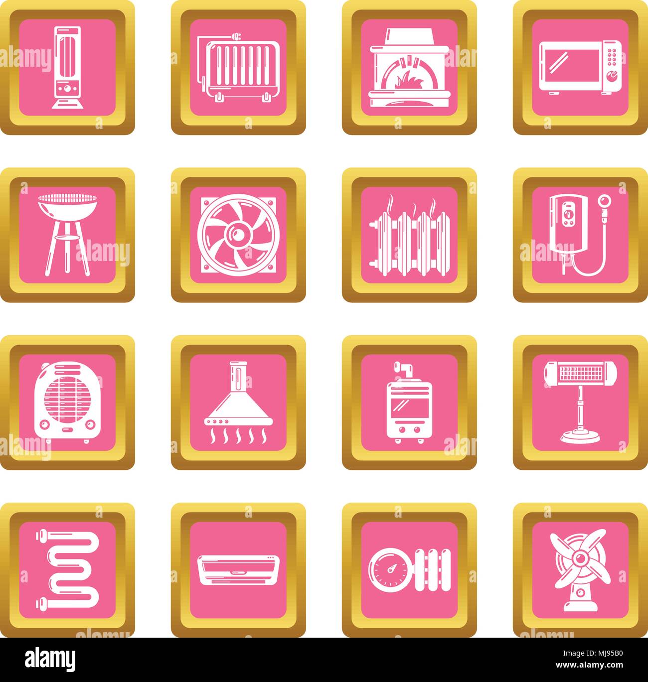 Heat cool air flow tools icons set pink square vector Stock Vector