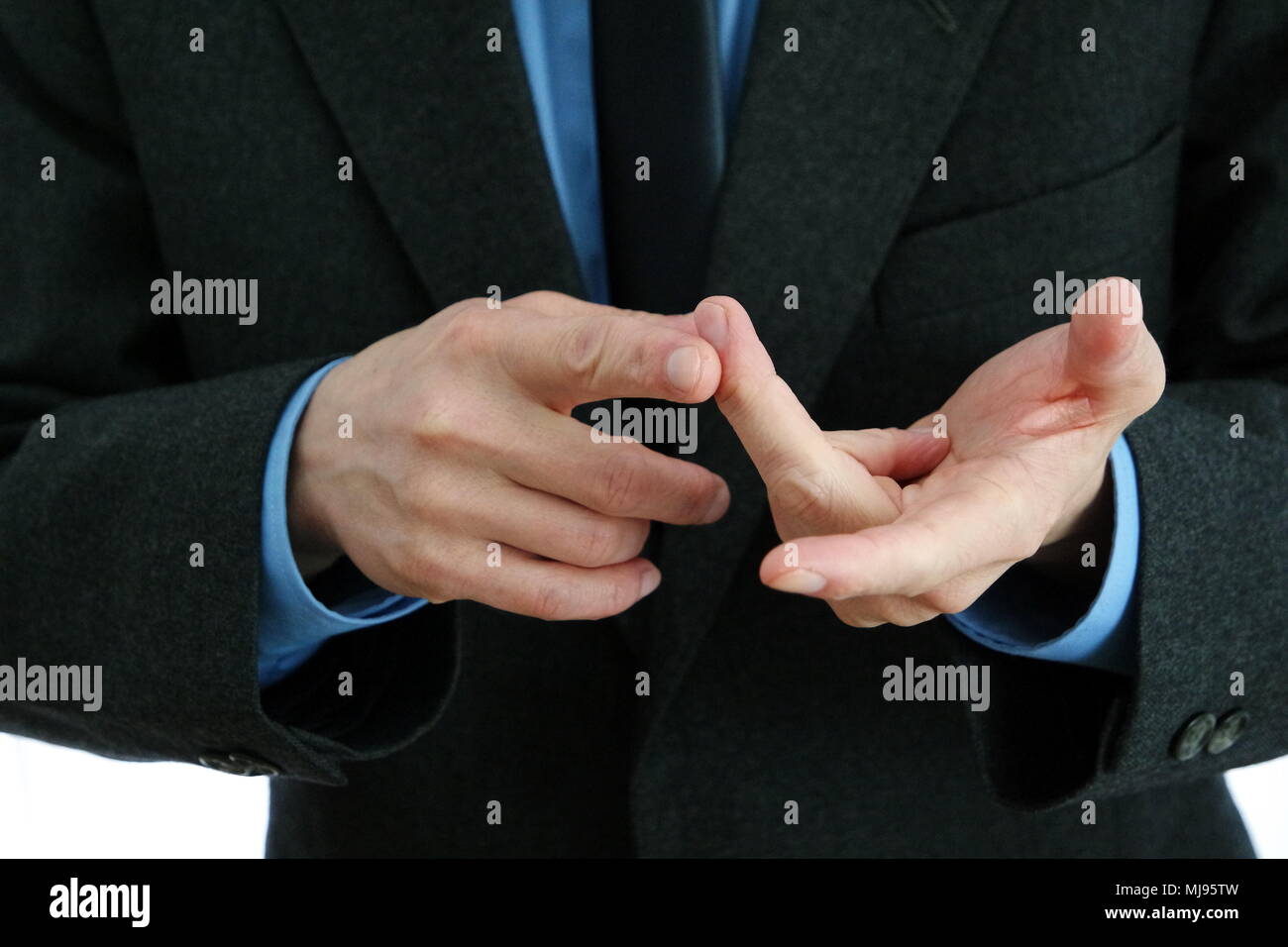 Enumerating with fingers Stock Photo