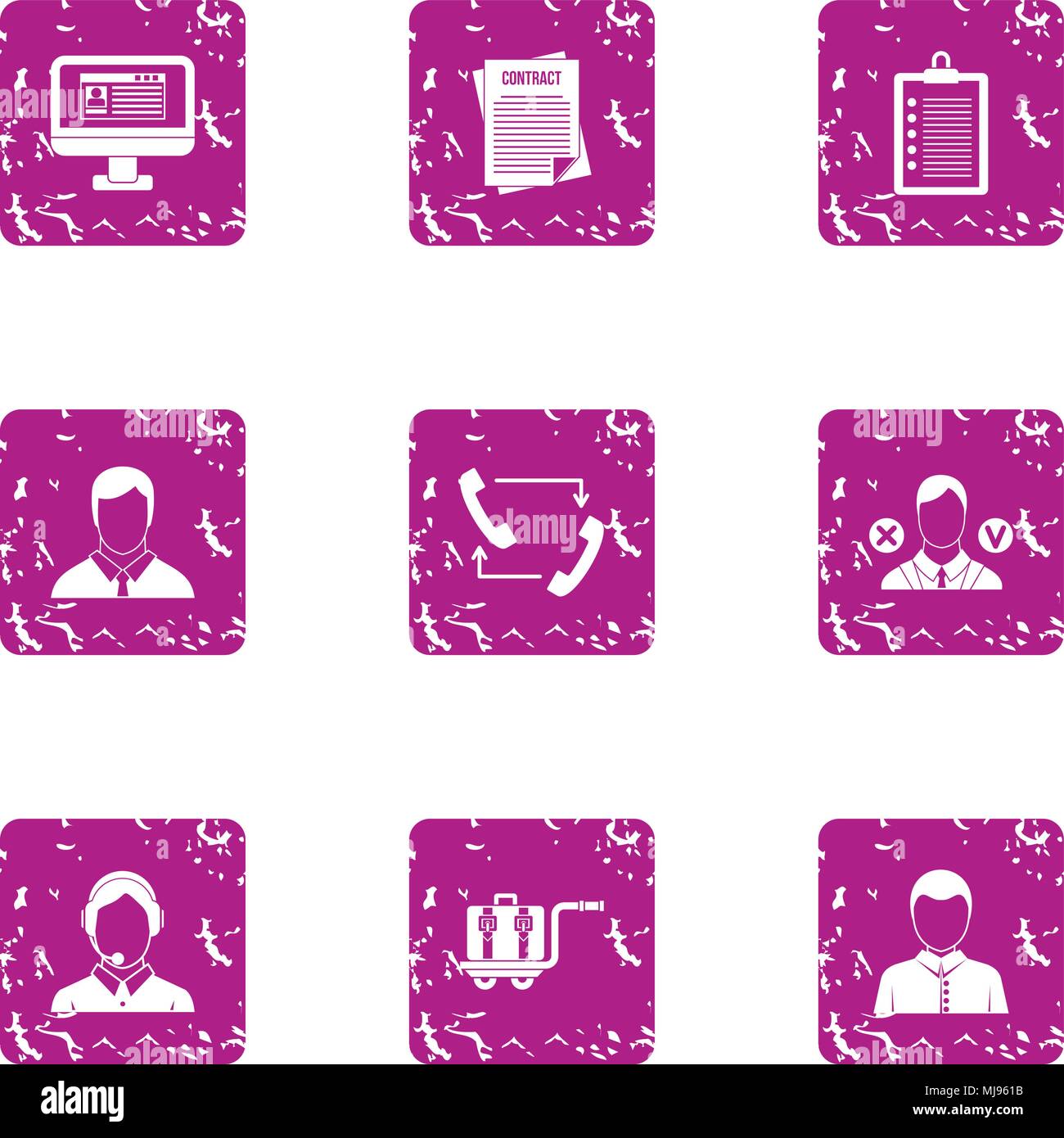 Adviser icons set, grunge style Stock Vector